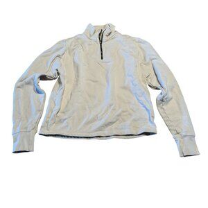 Les Tien Haley Ivory White Crop Half Zip Pullover Women's Size XX-Small XXS